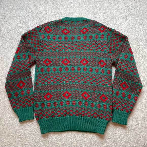 Vintage 80s Marshall Fields 3D Pattern Knit Christmas Ski Crewneck Sweater (S/M) - Picture 7 of 8